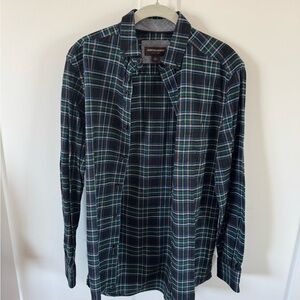 100% Cotton Johnston & Murphy Men's Plaid Shirt - Green and Blue